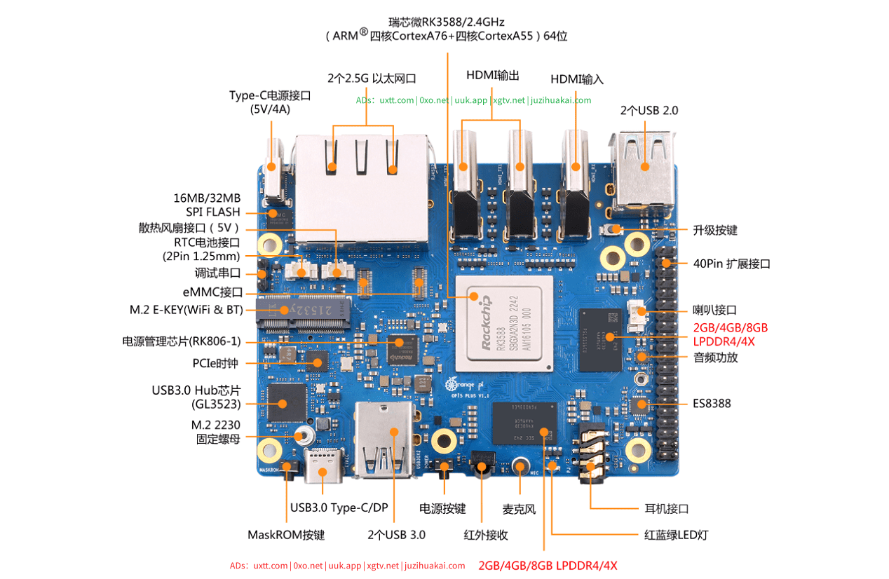 香橙派Orange Pi 5 Plus发布 搭载瑞芯微RK3588八核处理器 - 第1张图片